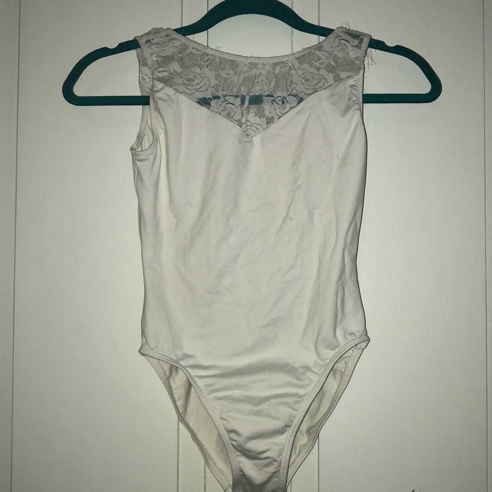 Motionwear White lace leotard. Size M